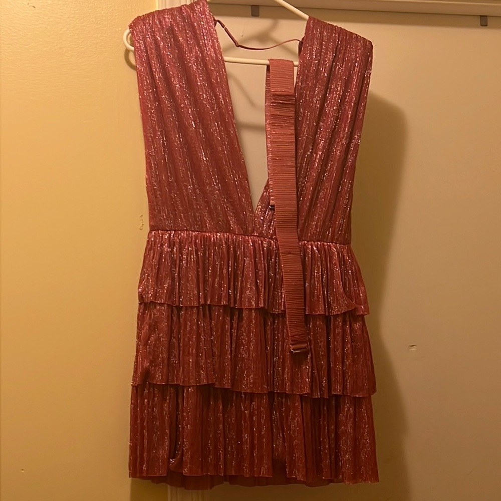 Sabina Musayev Party/Cocktail dress. Pink and silver, short with belt. Size L